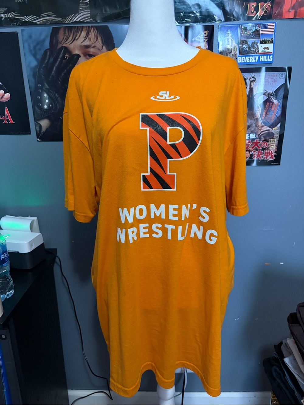Women's Orange Graphic Wrestling Tee - P Logo